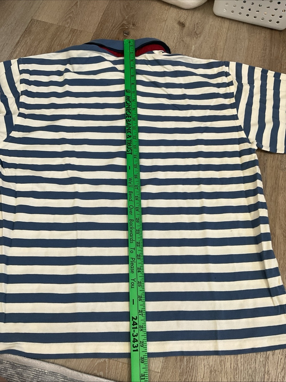 Tommy Hilfiger - Blue and White Striped Long-Sleeve Polo with Red Placket - XL - Picture 12 of 13